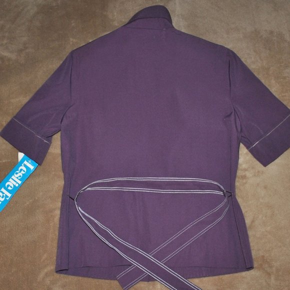 Vintage Leslie Fay Skirt Set Size 8 Purple & White Midi Skirt & Blouse NWT - Picture 8 of 13